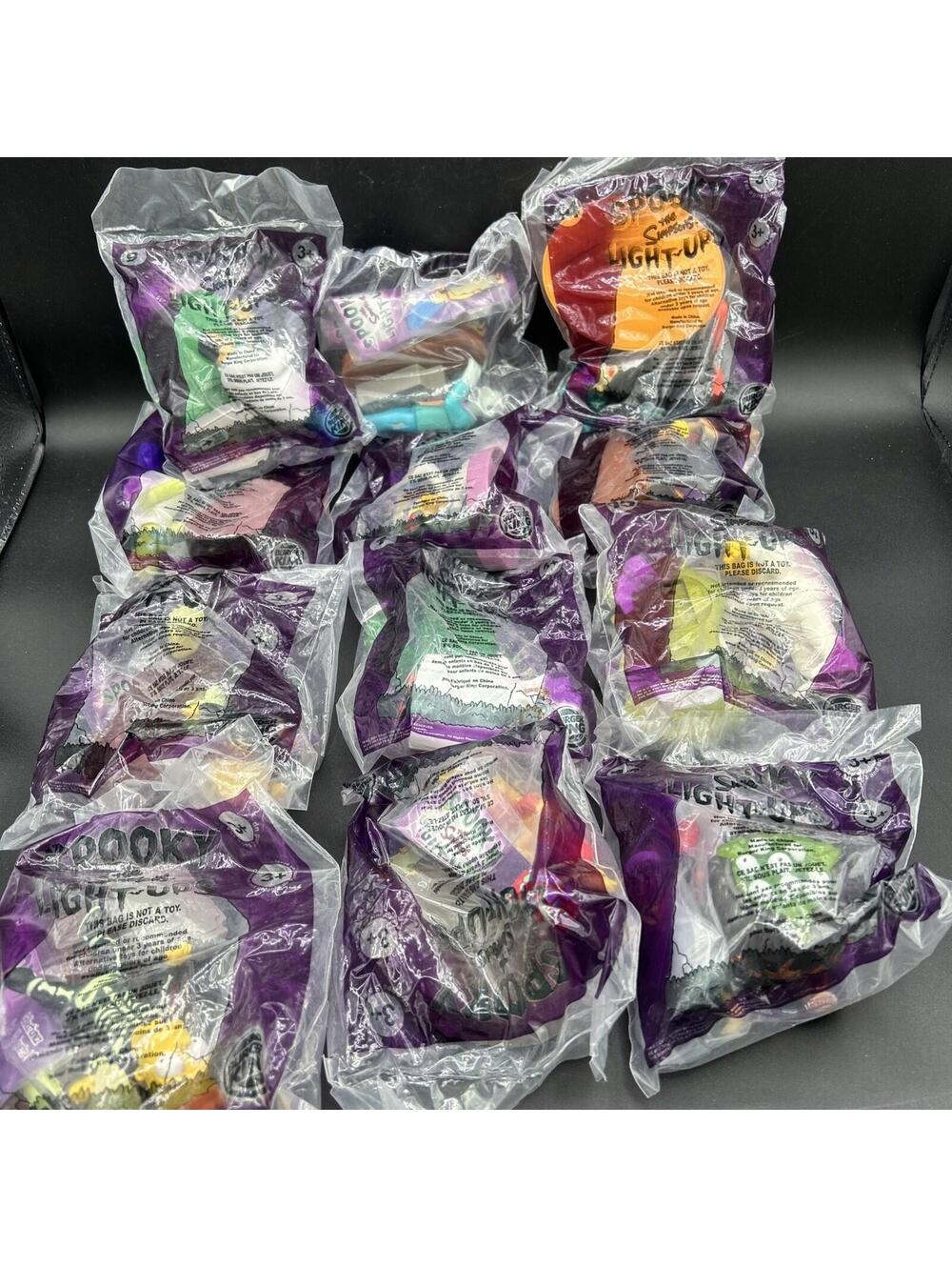 The Simpsons Spooky Light-Ups 2001 Burger King Figure Lot of 12 New in Bag